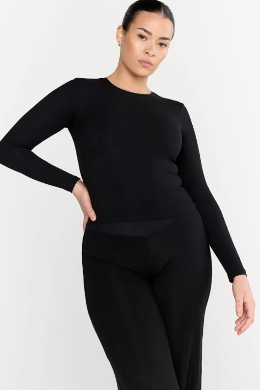 365 Sculpting Lounge Long Sleeve Top - Shadow Black