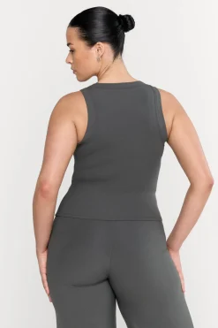 365 Sculpting Lounge Racer Tank - Dark Olive