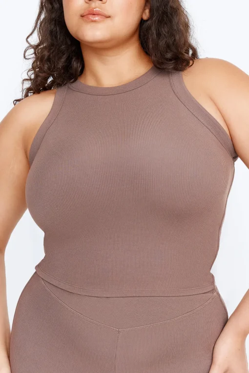 365 Sculpting Lounge Racer Tank - Mocha
