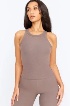 365 Sculpting Lounge Racer Tank - Mocha