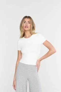 365 Sculpting Lounge Short Sleeve T-Shirt - Coconut Milk