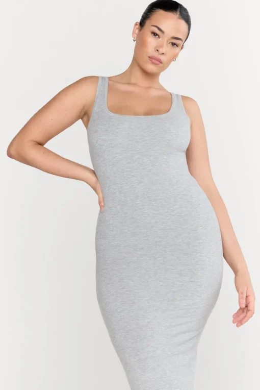 365 Sculpting Lounge Square Neck Maxi Dress - Grey Marl