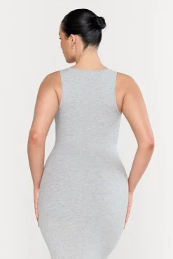 365 Sculpting Lounge Square Neck Maxi Dress - Grey Marl
