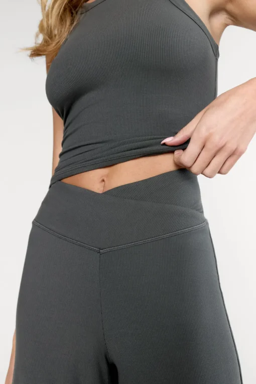 365 Sculpting Lounge Wrap Waist Wide Leg Trousers - Dark Olive