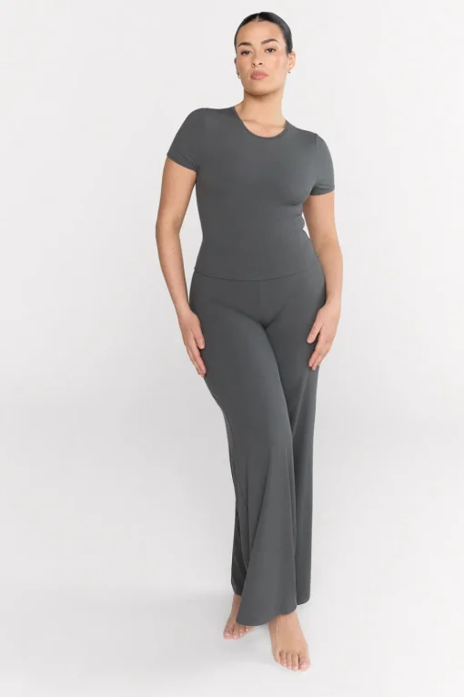 365 Sculpting Lounge Wrap Waist Wide Leg Trousers - Dark Olive