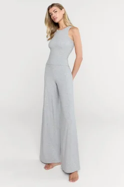 365 Sculpting Lounge Wrap Waist Wide Leg Trousers - Grey Marl
