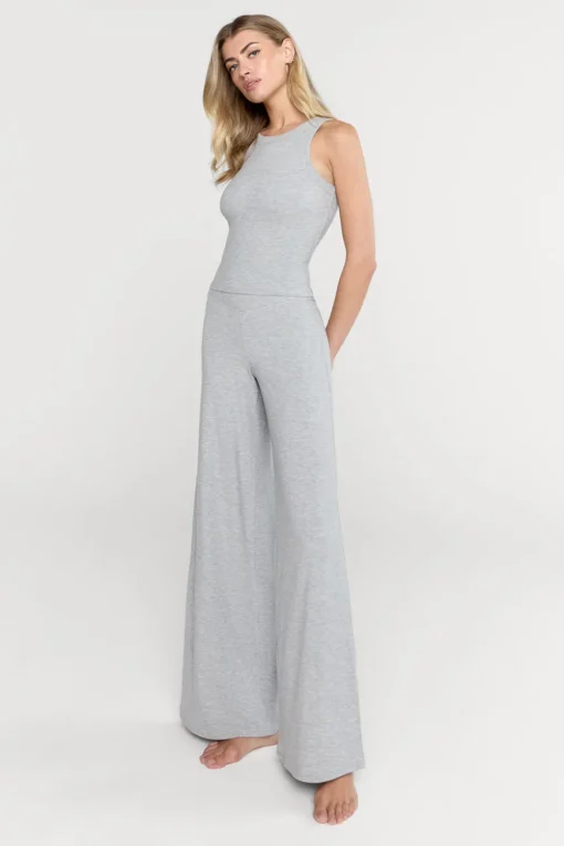 365 Sculpting Lounge Wrap Waist Wide Leg Trousers - Grey Marl