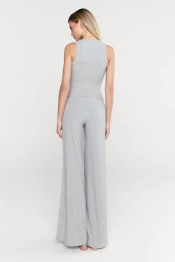 365 Sculpting Lounge Wrap Waist Wide Leg Trousers - Grey Marl