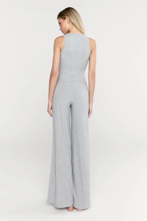 365 Sculpting Lounge Wrap Waist Wide Leg Trousers - Grey Marl
