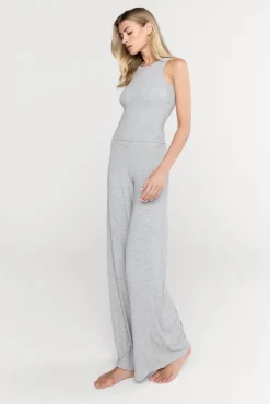 365 Sculpting Lounge Wrap Waist Wide Leg Trousers - Grey Marl