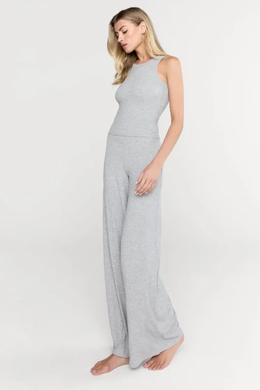 365 Sculpting Lounge Wrap Waist Wide Leg Trousers - Grey Marl