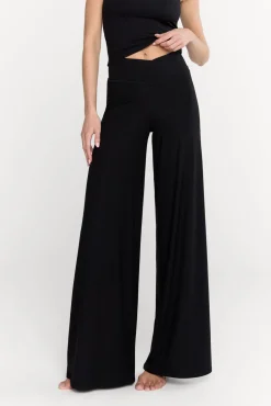 365 Sculpting Lounge Wrap Waist Wide Leg Trousers - Shadow Black