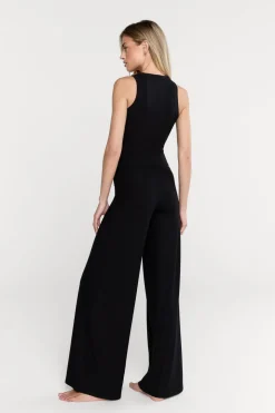 365 Sculpting Lounge Wrap Waist Wide Leg Trousers - Shadow Black