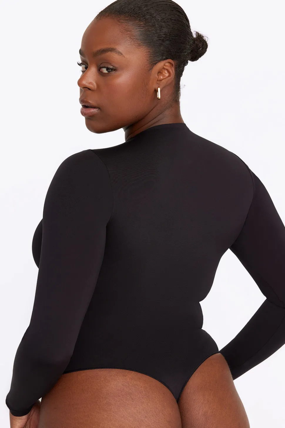 365 Second Skin Mock Neck Long Sleeve Bodysuit - Shadow Black