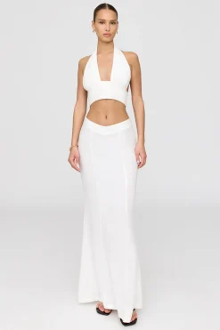 Algarve Linen Blend Multiway Halter Crop Top - Coconut Milk