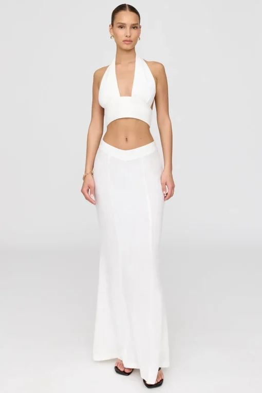 Algarve Linen Blend Multiway Halter Crop Top - Coconut Milk