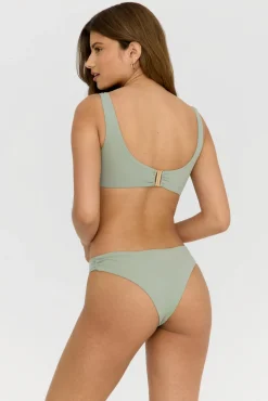 Aphrodite Plunge Neck Ring Bikini Top - Sage