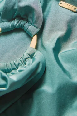 Asymmetric Gold Ring Bikini Bottom - Teal