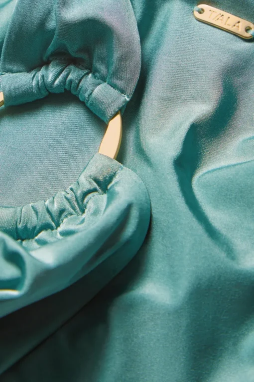 Asymmetric Gold Ring Bikini Bottom - Teal