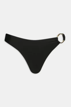 Asymmetric Gold Ring Bikini Bottom - Black Onyx