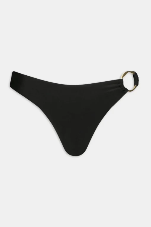 Asymmetric Gold Ring Bikini Bottom - Black Onyx