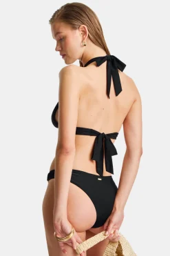 Asymmetric Gold Ring Bikini Bottom - Black Onyx