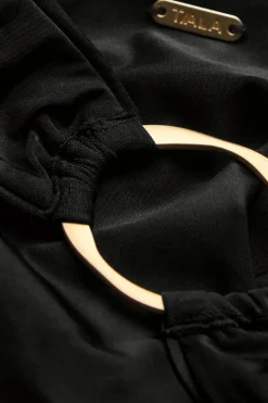 Asymmetric Gold Ring Bikini Bottom - Black Onyx