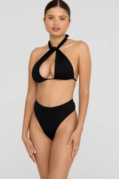 Celeste Multiway Halter Bikini Top - Shadow Black