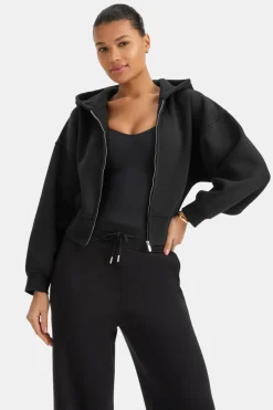 Cocoon Zip Through Hoodie - Black