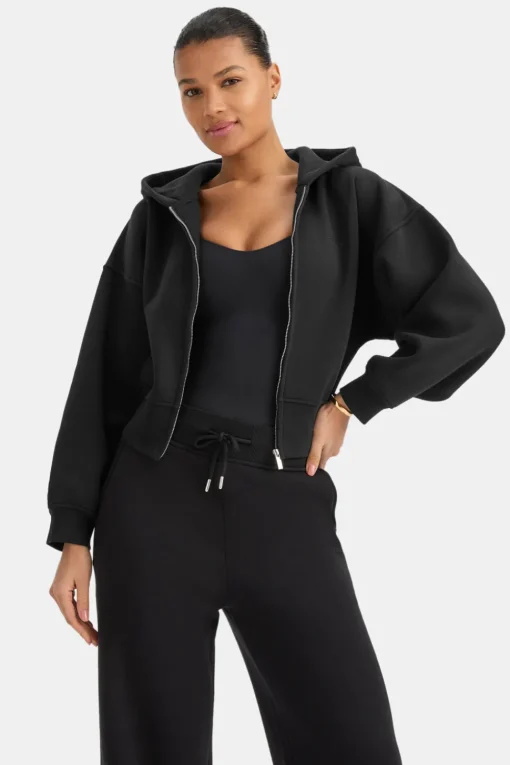 Cocoon Zip Through Hoodie - Black