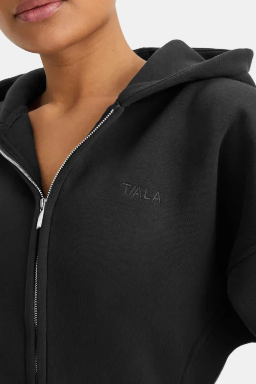 Cocoon Zip Through Hoodie - Black