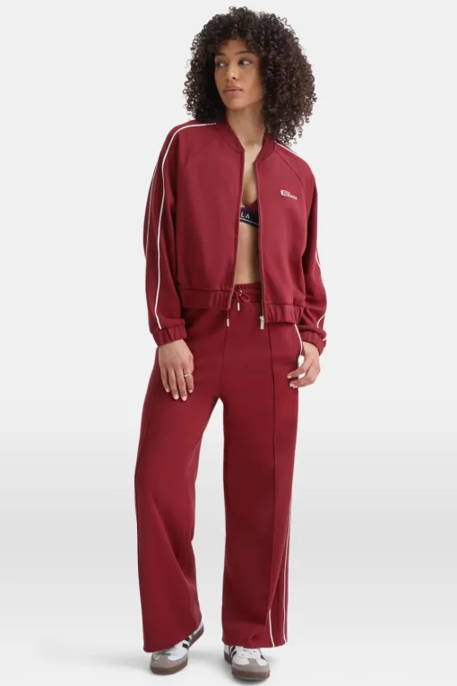 Contrast Piping Track Jacket - Vintage Red