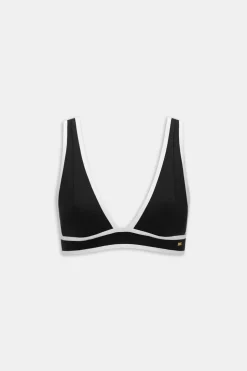 Contrast Plunge Bikini Top - Shadow Black And Coconut Milk
