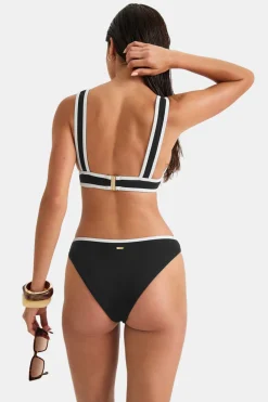 Contrast Plunge Bikini Top - Shadow Black And Coconut Milk