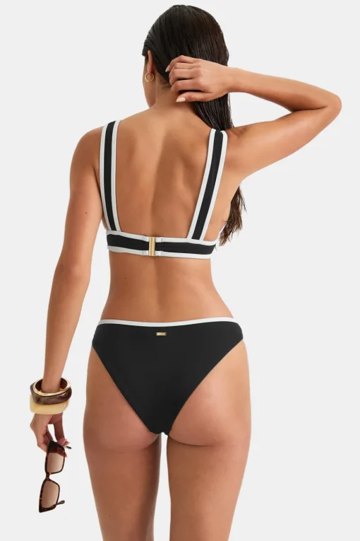 Contrast Plunge Bikini Top - Shadow Black And Coconut Milk