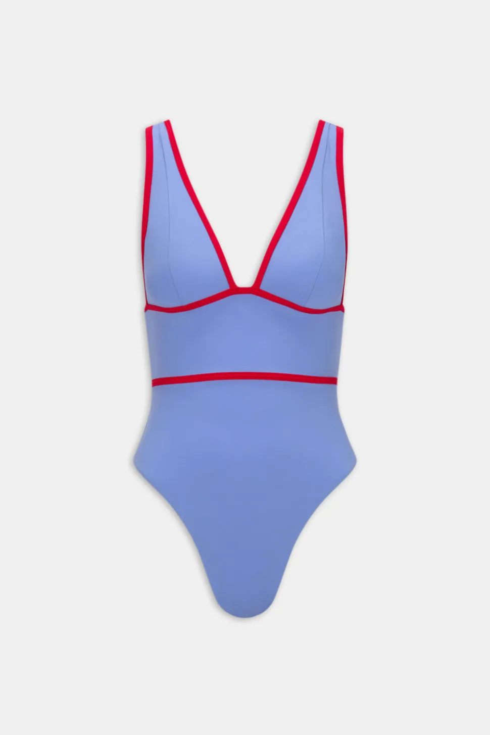 Contrast Plunge Swimsuit - Blue