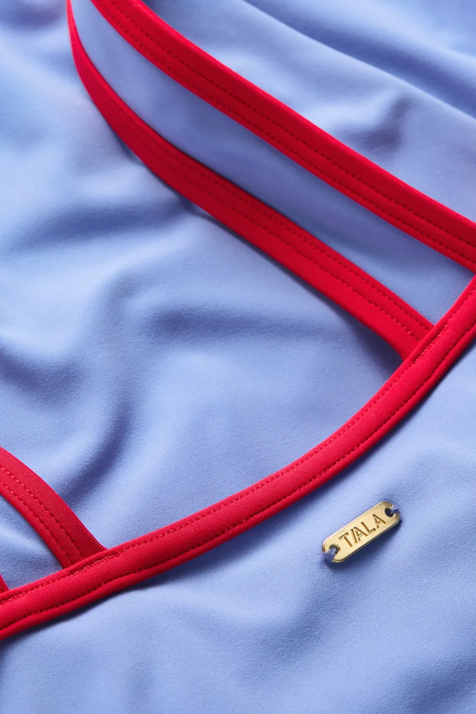 Contrast Plunge Swimsuit - Blue