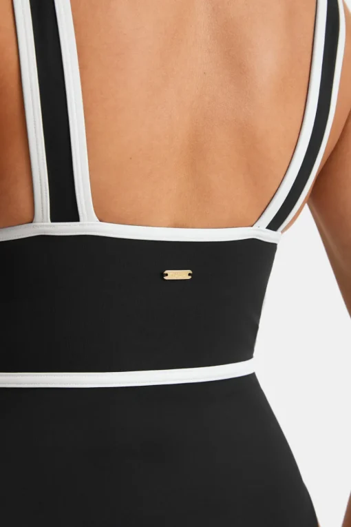 Contrast Plunge Swimsuit - Shadow Black