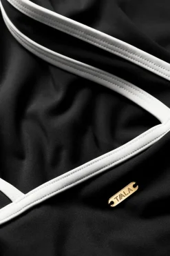 Contrast Plunge Swimsuit - Shadow Black