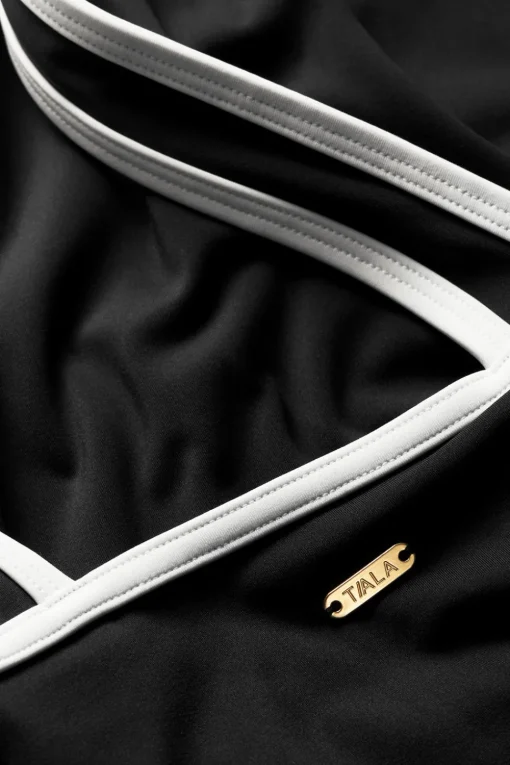 Contrast Plunge Swimsuit - Shadow Black