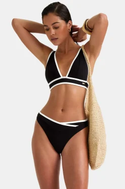 Contrast Wrap Waist Bikini Bottom - Shadow Black And Coconut Milk