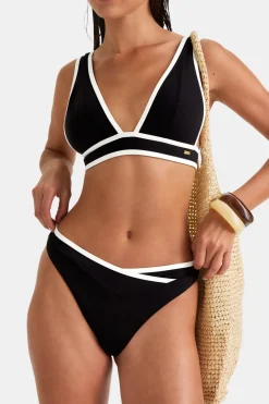 Contrast Wrap Waist Bikini Bottom - Shadow Black And Coconut Milk