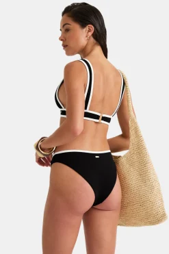 Contrast Wrap Waist Bikini Bottom - Shadow Black And Coconut Milk