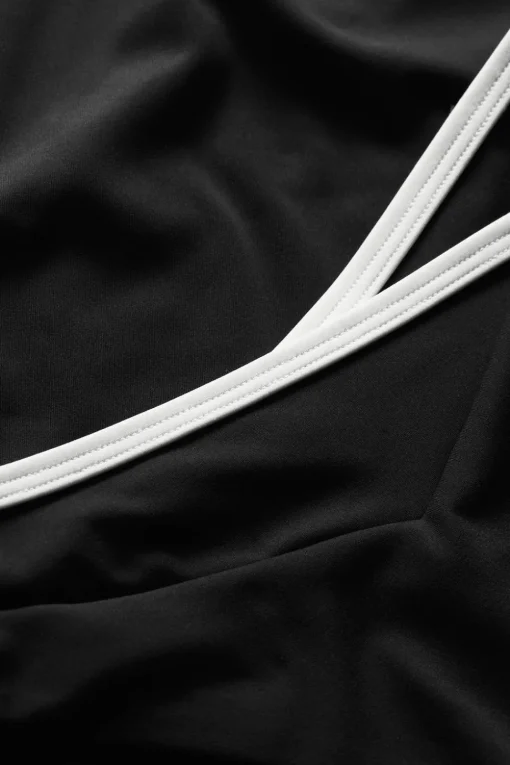 Contrast Wrap Waist Bikini Bottom - Shadow Black And Coconut Milk