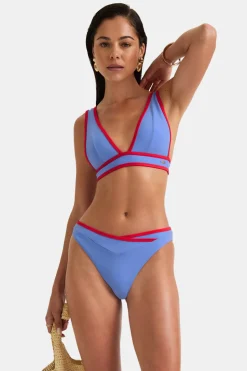 Contrast Wrap Waist Bikini Bottom - Blue