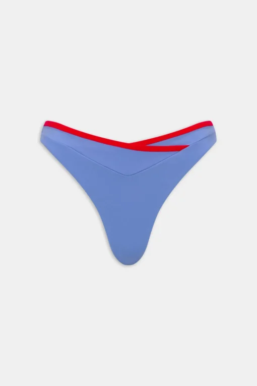 Contrast Wrap Waist Bikini Bottom - Blue