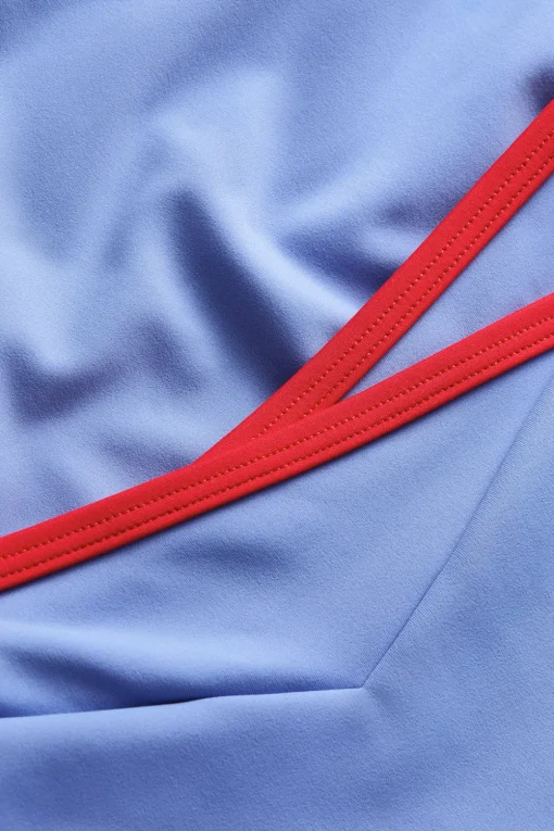 Contrast Wrap Waist Bikini Bottom - Blue