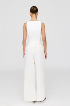 Cyprus Linen Blend Tailored Waistcoat - Coconut Milk