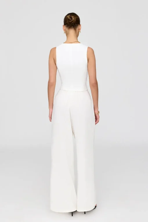 Cyprus Linen Blend Tailored Waistcoat - Coconut Milk