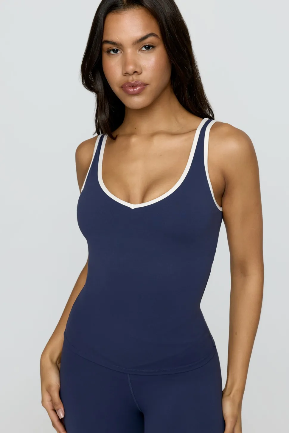 DayFlex Built-In Support Plunge Neck Vest - Navy And Buttermilk